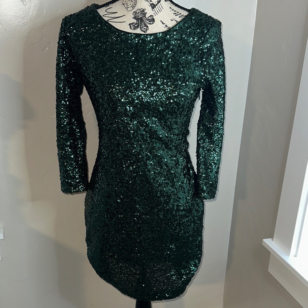Express Green Sequin Dress